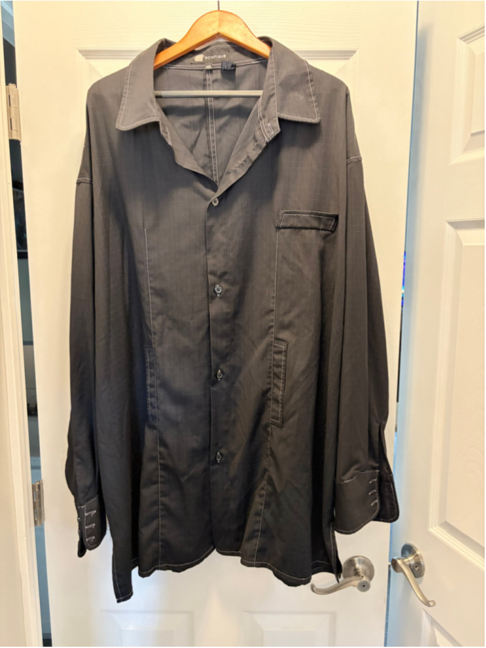 Montique Black Two Piece Set with White Stitching, Size 50R - Picture 2 of 16